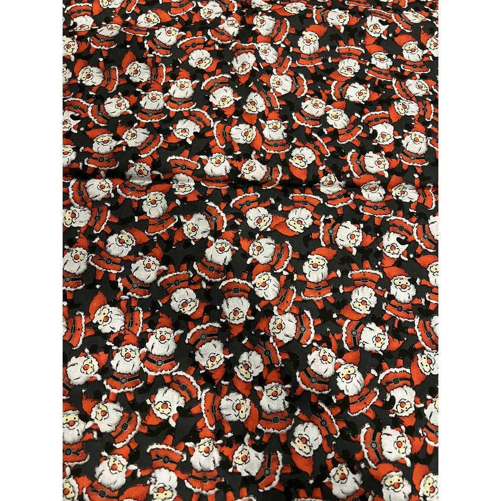 All over Santa Christmas Print Fabric Logantex - 48" X 44" - Grey Background